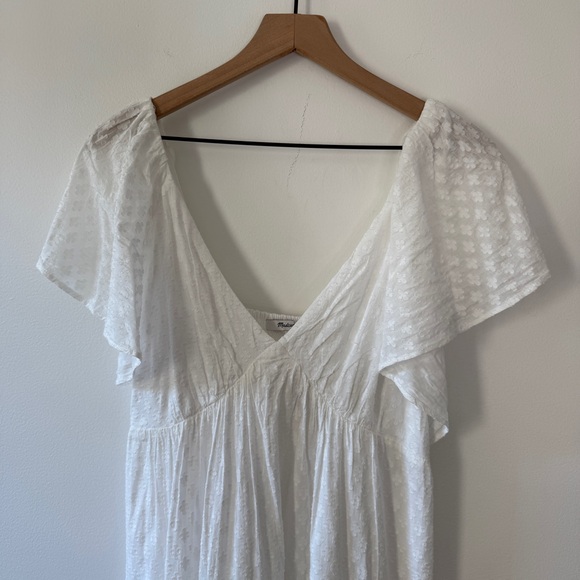 NWT Madewell Tie-Back Flutter-Sleeve Tiered Midi Dress White - Picture 5 of 11
